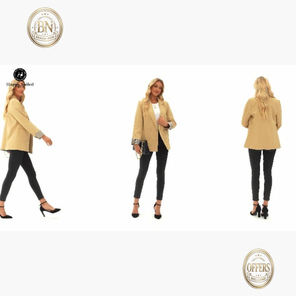 Polyester Plaid Cuff Double Breasted Open Front B… - image 7